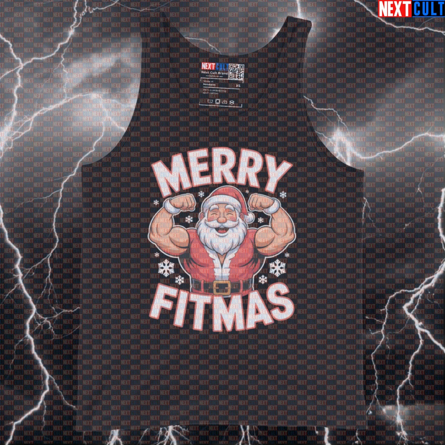 Funny Merry Fitmas Gym Tank Top | Santa Claus Muscle Shirt For Lifters | Festive Fitness Meme Vest Bodybuilding Christmas Fitness Gym Pump Cover Workout Next Cult Brand