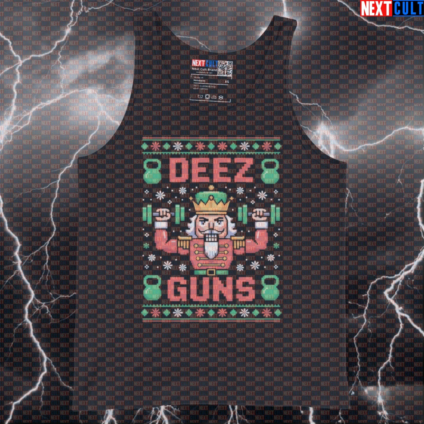 Deez Guns Nutcracker Gym Tank Top | Funny Christmas Bodybuilding Meme Vest | Muscle Shirt For Lifters Bodybuilding Christmas Fitness Gym Kettlebell Workout Next Cult Brand