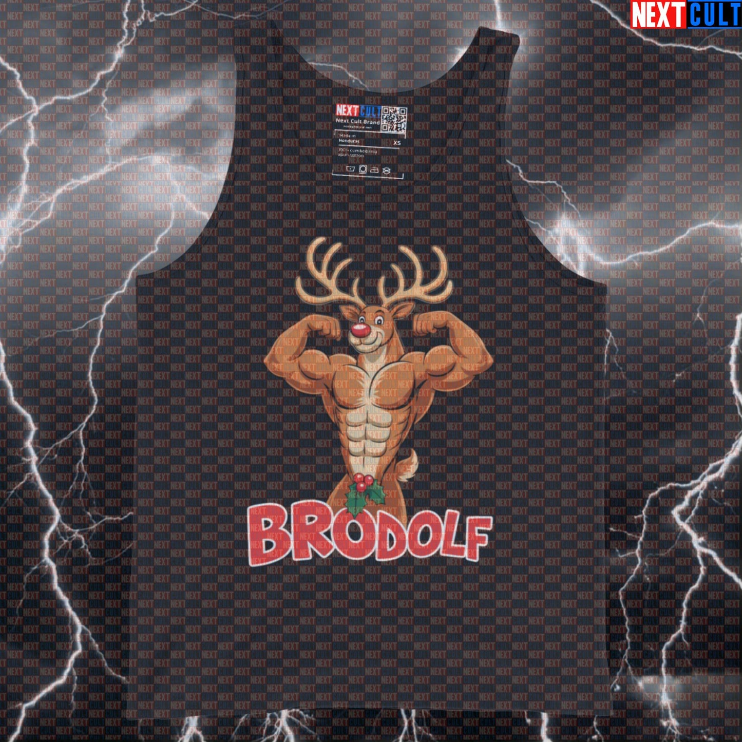 Brodolf The Red-Nosed Gainsdeer Gym Tank Top | Funny Christmas Workout Vest For Lifters & Gym Bros Tank Tops Bodybuilding Christmas Fitness Gym Workout Next Cult Brand