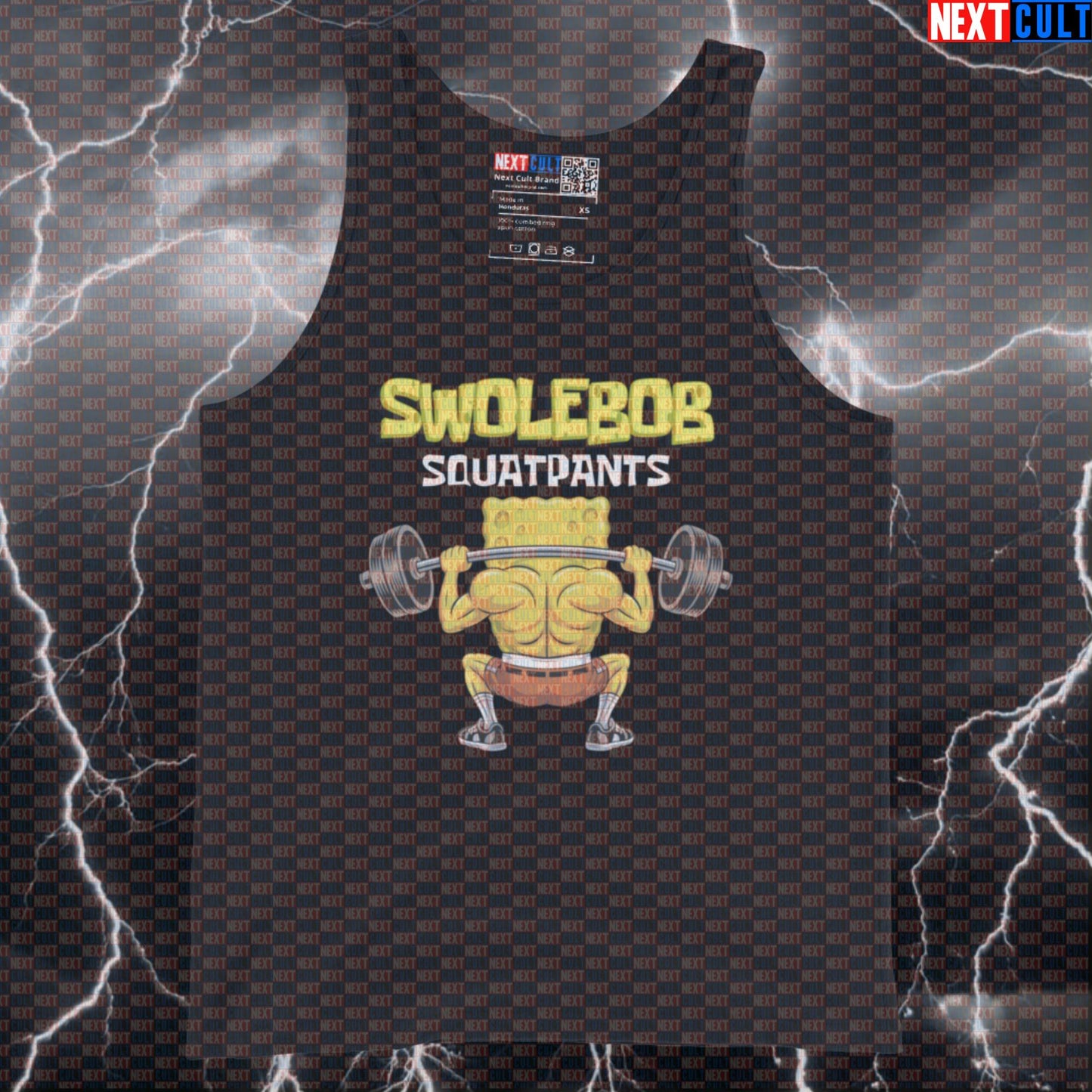 Swolebob Squatpants Funny Gym Tank Top | SpongeBob Leg Day Meme Muscle Shirt | Workout Vest Bodybuilding Fitness Gym Leg Day Powerlifting SpongeBob TV Workout Next Cult Brand
