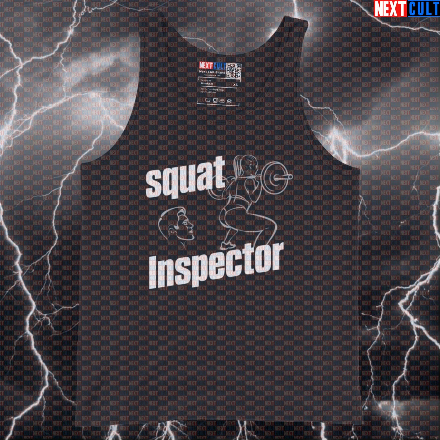 Funny Squat Inspector Gym Tank Top | Edgy Leg Day Meme Muscle Shirt | Booty Gains Observer Vest Bodybuilding Fitness Gym Leg Day Powerlifting Workout Next Cult Brand