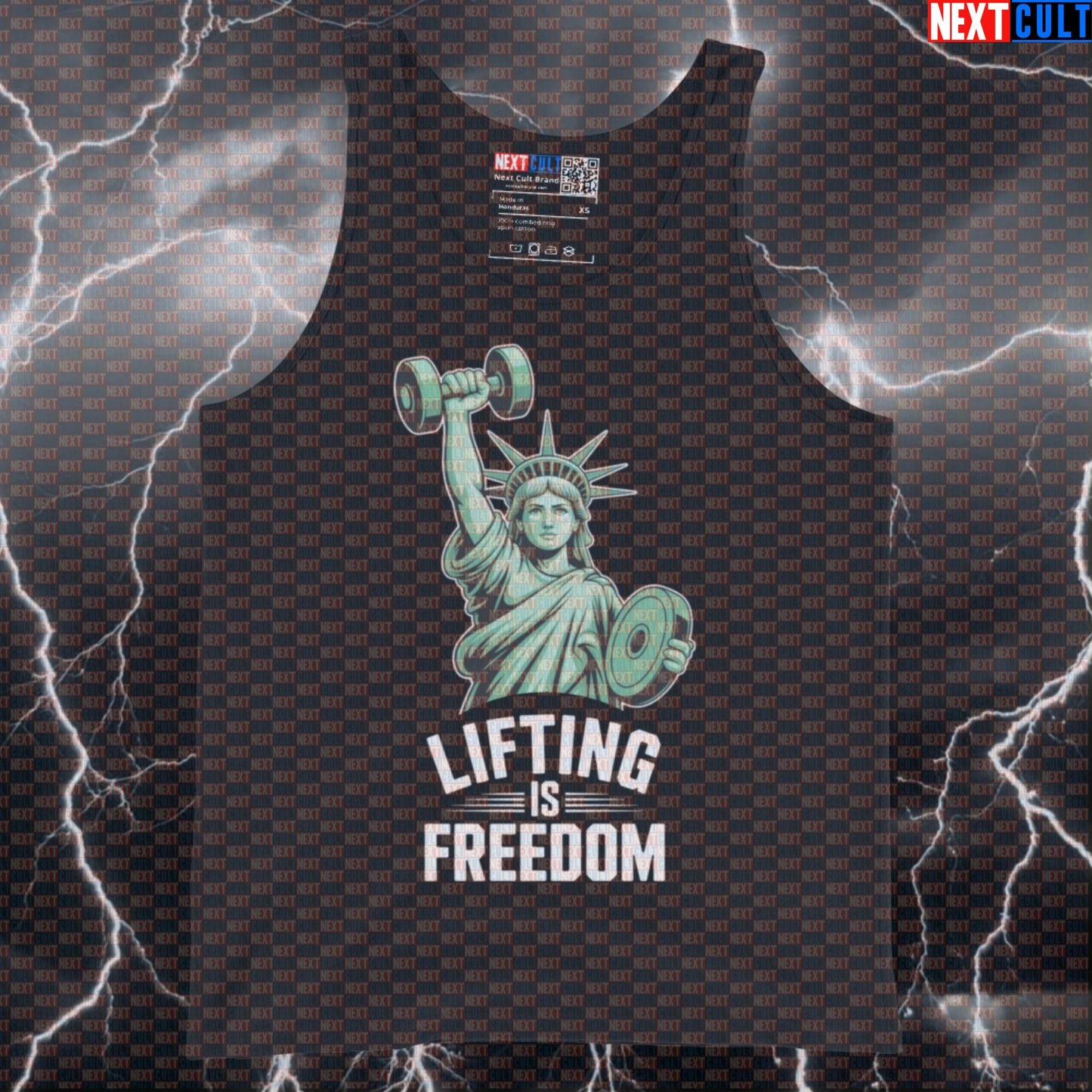 Lifting Is Freedom Gym Tank Top | Statue of Liberty Meme Muscle Shirt | Funny 4th of July Workout Vest 4th of July Bodybuilding Fitness Gym Powerlifting Statue of Liberty Workout Next Cult Brand