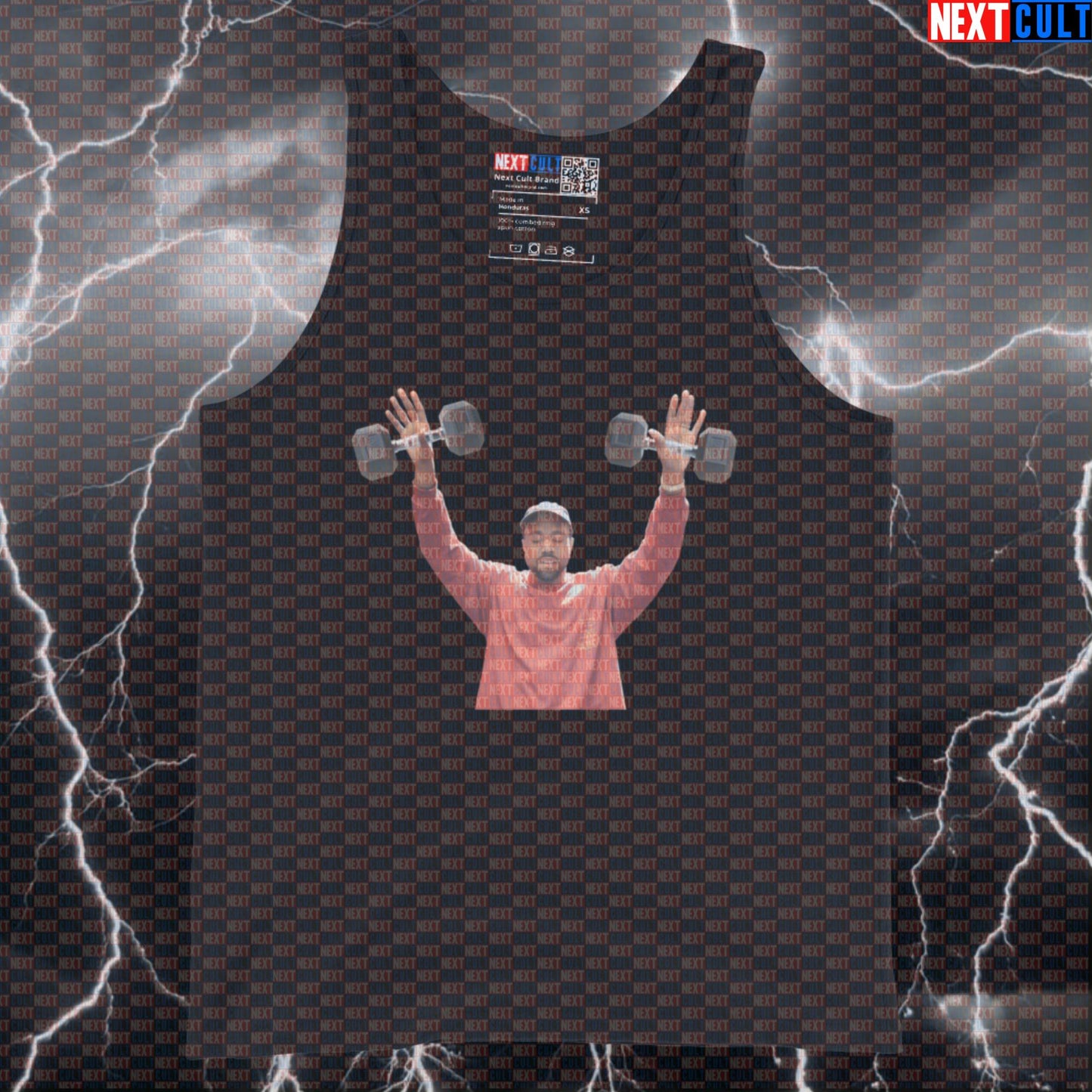 Kanye Dumbbell Parody Gym Tank Top | Funny Workout Vest for Lifters Tank Tops Bodybuilding Fitness Gym Hip Hop Kanye West Workout Next Cult Brand