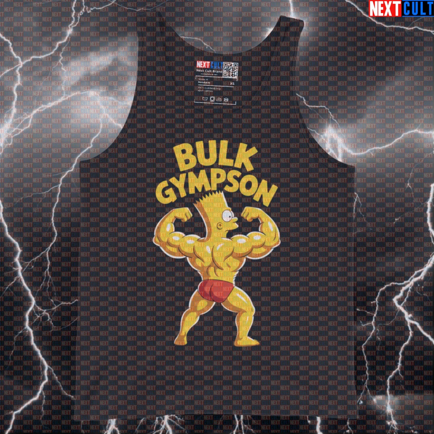 Bulk Gympson Funny Gym Tank Top | Bart Simpson Bulking Meme Muscle Shirt | Fitness Vest Bodybuilding Fitness Gym The Simpsons TV Workout Next Cult Brand