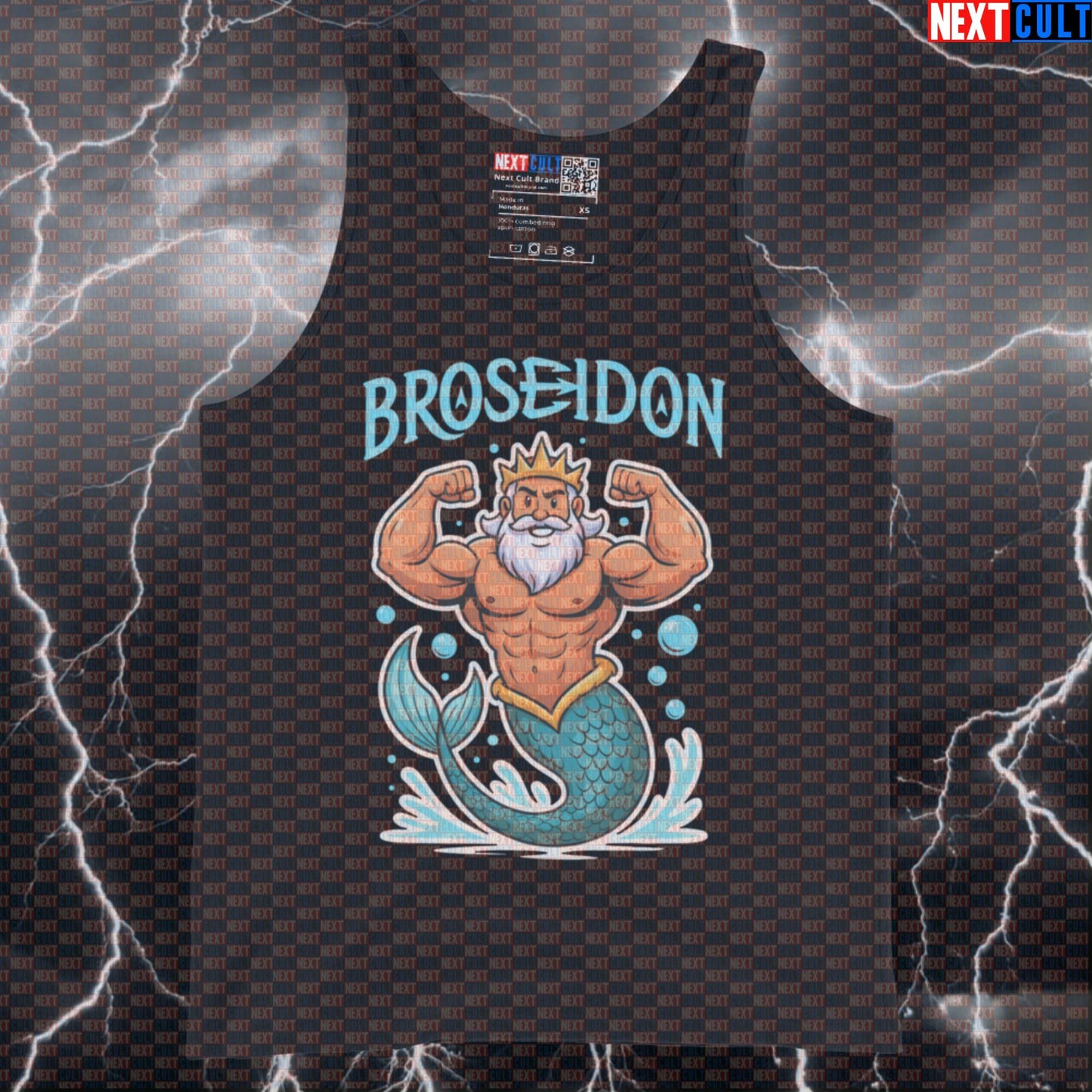 Broseidon God of Bodybuilding Funny Gym Tank Top | Poseidon Muscle Shirt for Lifters Ancient Greece Bodybuilding Fitness Gym Workout Next Cult Brand