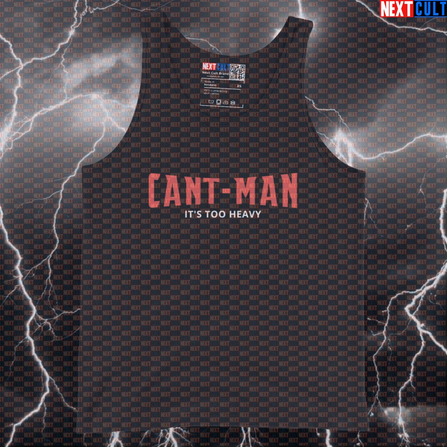Can’t-Man “It’s Too Heavy” Funny Gym Tank Top – Muscle Shirt Athletic Top for Lifters & Gym Rats Ant-Man Avengers Bodybuilding Films Fitness Gym Powerlifting Superheroes Workout Next Cult Brand