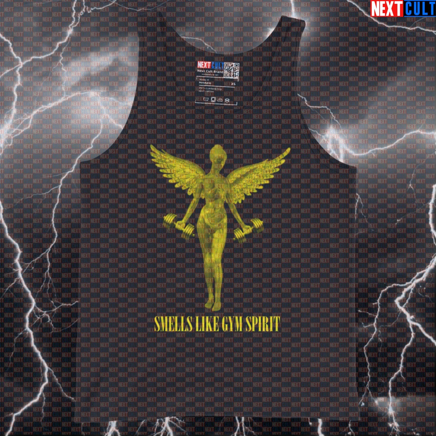 Smells Like Gym Spirit Muscle Tank Top | Funny Nirvana Gym Parody Vest for Lifters Bodybuilding Fitness Gym Nirvana Rock Music Workout Next Cult Brand