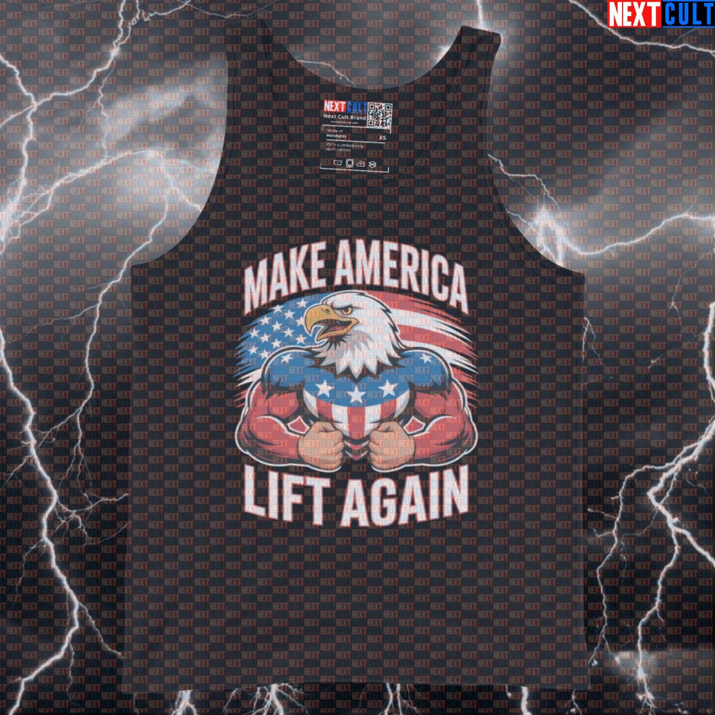 Make America Lift Again Tank Top | Patriotic Eagle Funny Gym Muscle Shirt | USA Workout Vest 4th of July Bodybuilding Fitness Gym Powerlifting Workout Next Cult Brand