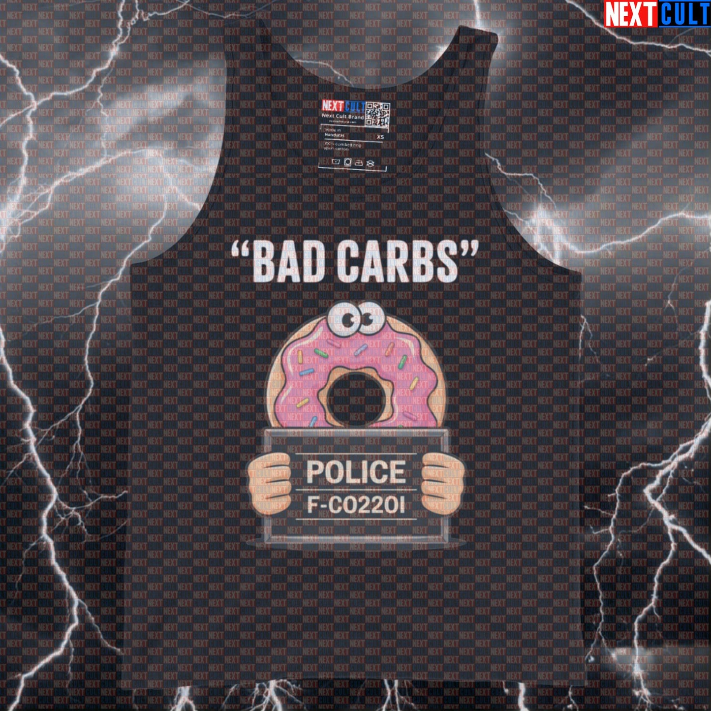 Donut Mugshot Funny Gym Tank Top - Guilty Pleasure Carb Meme Vest Muscle Shirt Bulking Donuts Fast Food Fitness Gym Workout Next Cult Brand