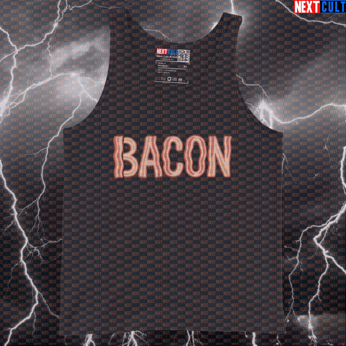 Fueled By Bacon Gym Tank Top | Funny Workout Vest for Bodybuilding & Muscle Shirts Tank Tops Bodybuilding Bulking Fast Food Fitness Gym Workout Next Cult Brand