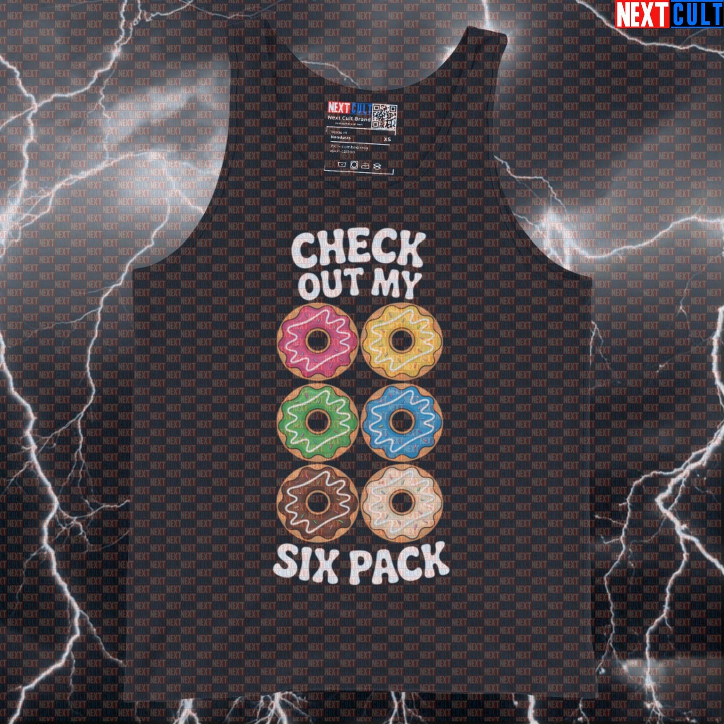 Check Out My Six Pack Donut Funny Gym Tank Top - Donut Meme Vest Muscle Shirt For Lifters Tank Tops Bodybuilding Bulking Donuts Fast Food Fitness Gym Workout Next Cult Brand