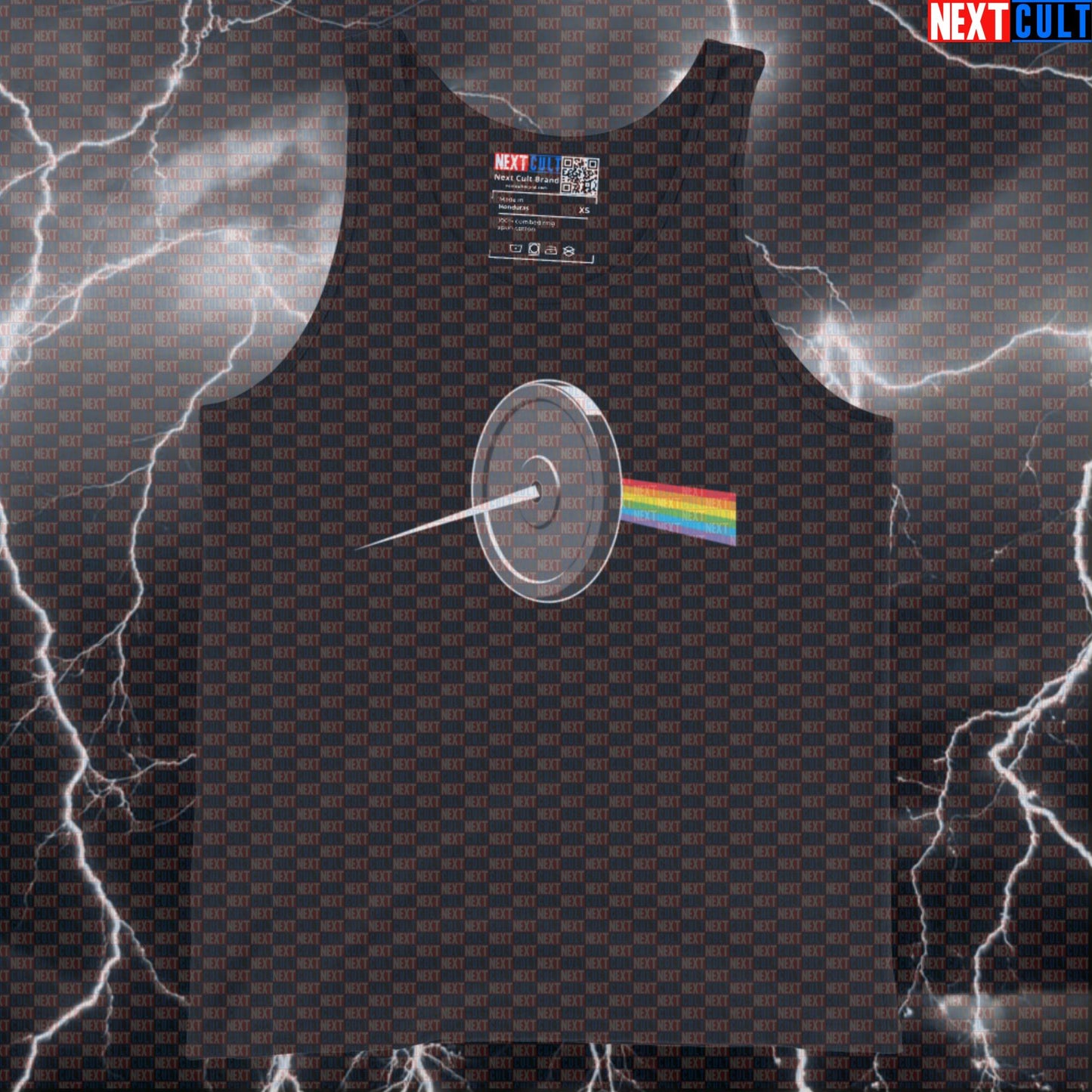 Dark Side of the Lifting Muscle Tank Top | Funny Gym Parody Vest for Workouts Bodybuilding Fitness Gym Pink Floyd Powerlifting Rock Music Workout Next Cult Brand