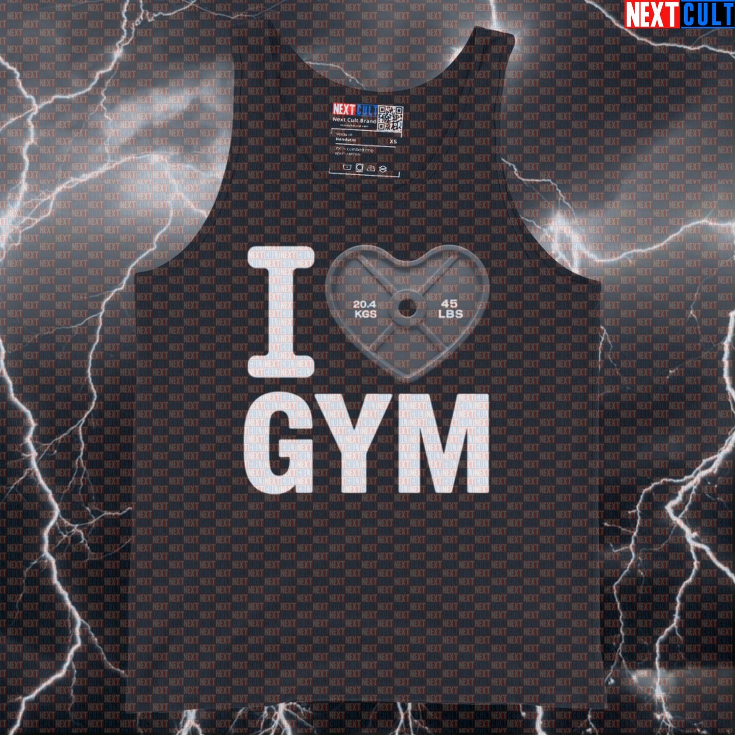 I Love Gym Valentine's Muscle Tank Top | Funny Heart Weight Plate Gym Vest Bodybuilding Fitness Gym Powerlifting Valentine's Day Workout Next Cult Brand