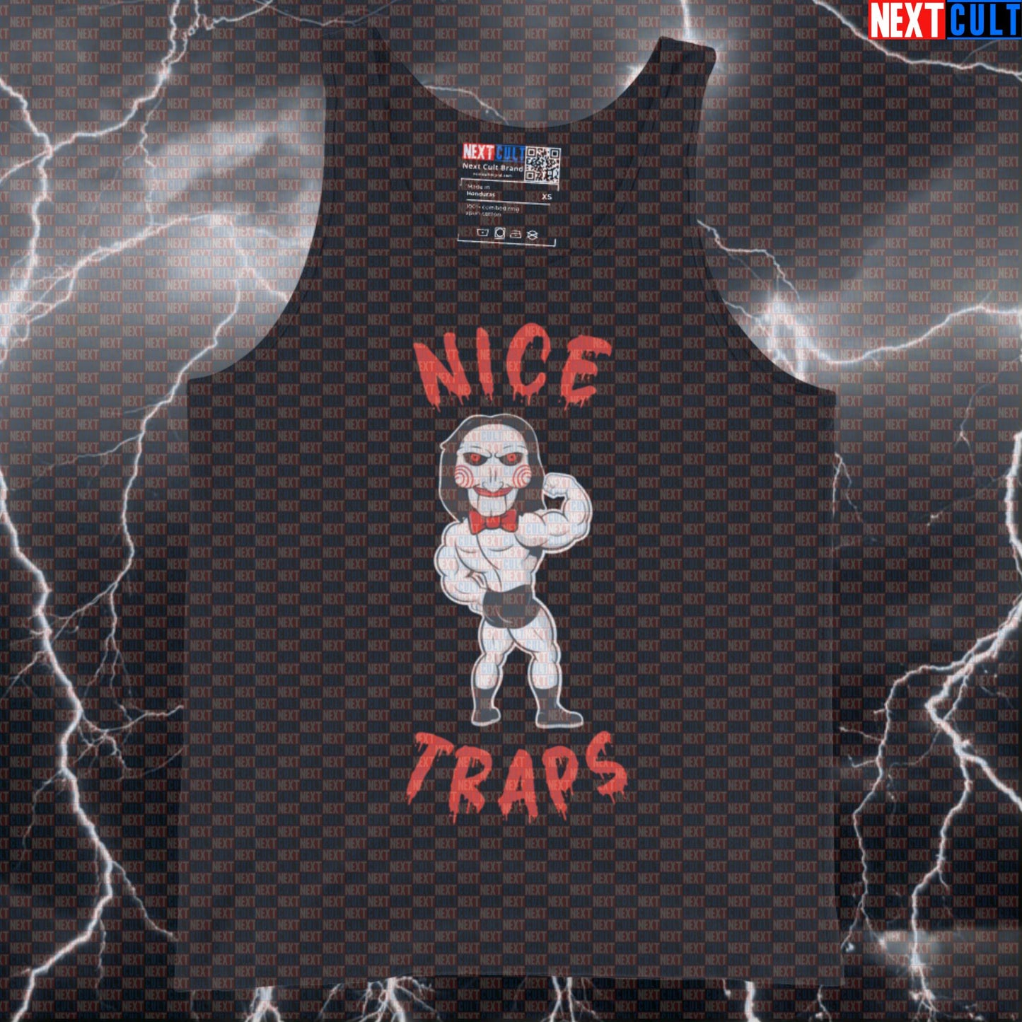 Nice Traps Big Back Funny Gym Tank Top - Halloween Horror Jigsaw Meme Vest Muscle Shirt Bodybuilding Films Fitness Gym Halloween Workout Next Cult Brand