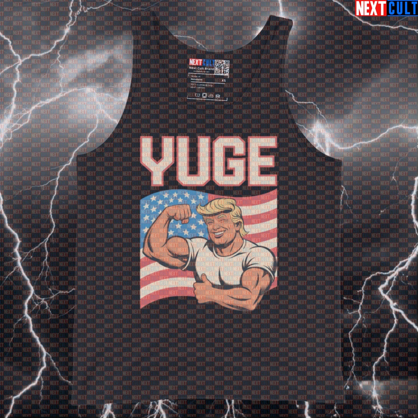 YUGE Patriotic Trump Funny Gym Tank Top - Make America Swole Muscle Shirt Workout Vest 4th of July Bodybuilding Donald Trump Fitness Gym Workout Next Cult Brand