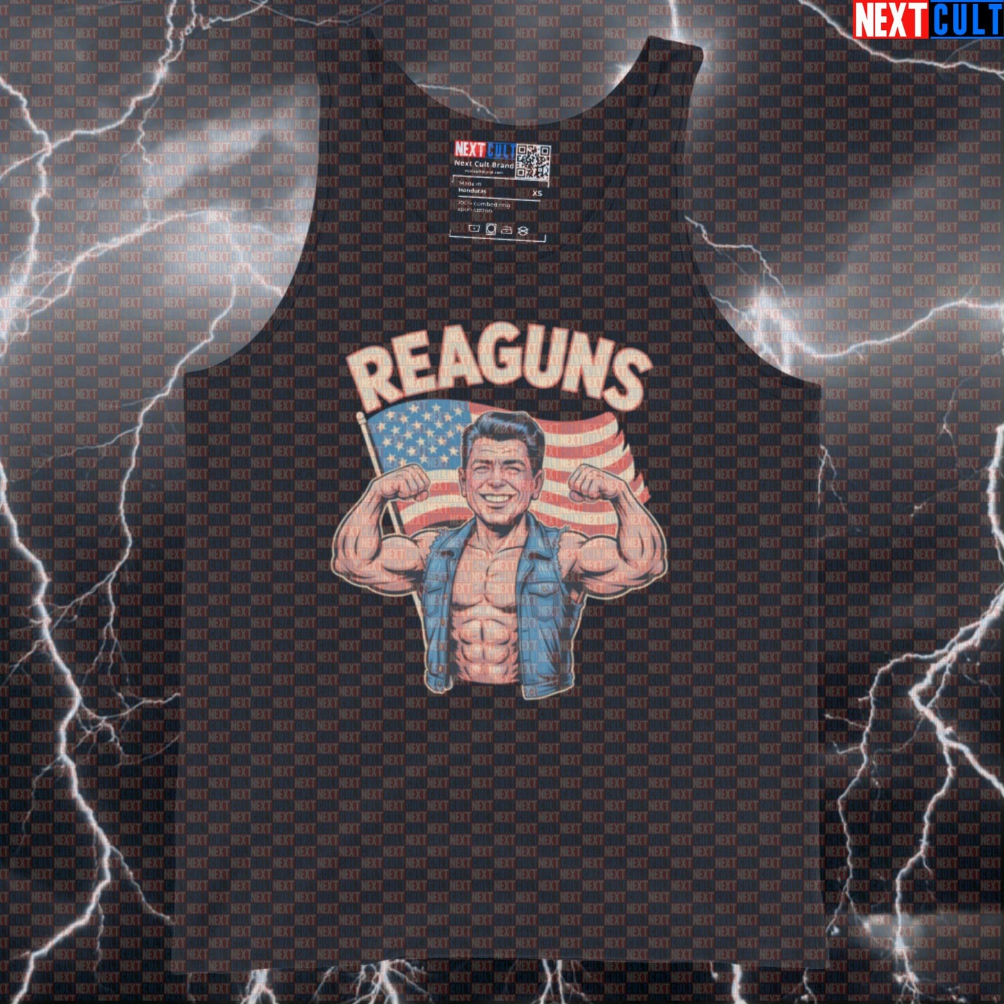 Reaguns Patriotic Funny Gym Tank Top - Reagan Meme Muscle Shirt Vest for USA Athletes Tank Tops Next Cult Brand