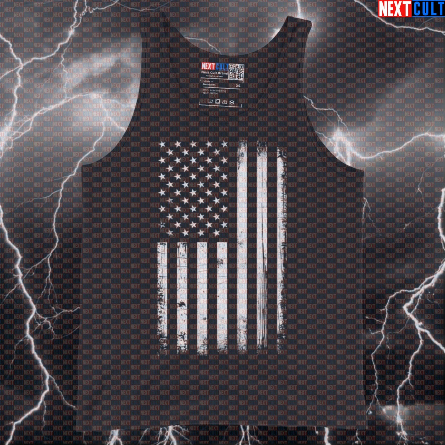 Distressed American Flag Funny 4th Of July Gym Tank Top - Patriotic Workout Vest Muscle Shirt Tank Tops 4th of July Fitness Gym Workout Next Cult Brand