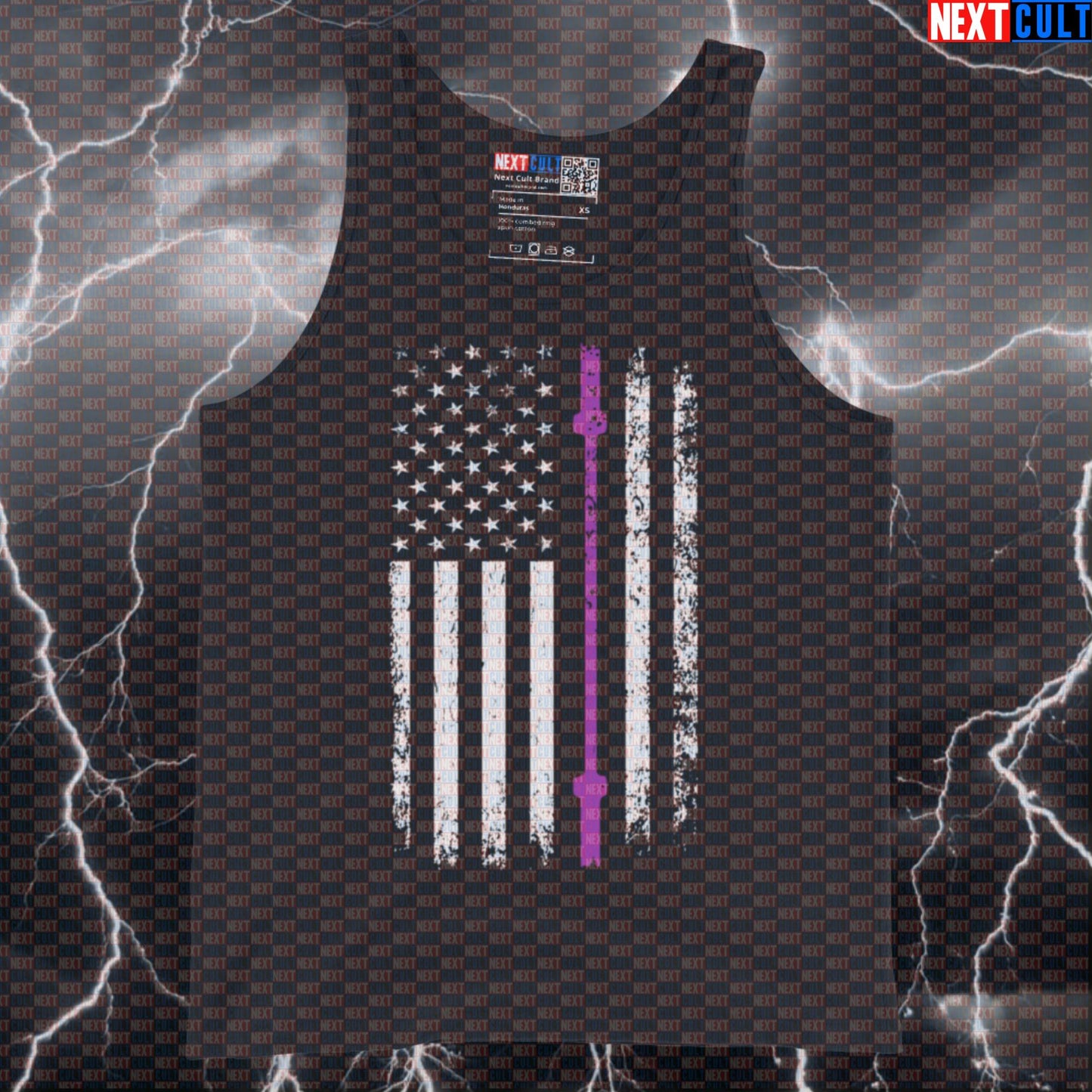 Thin Purple Line American Flag Gym Tank Top | Patriotic Muscle Shirt for Dispatchers Tank Tops 4th of July Fitness Gym Powerlifting Workout Next Cult Brand
