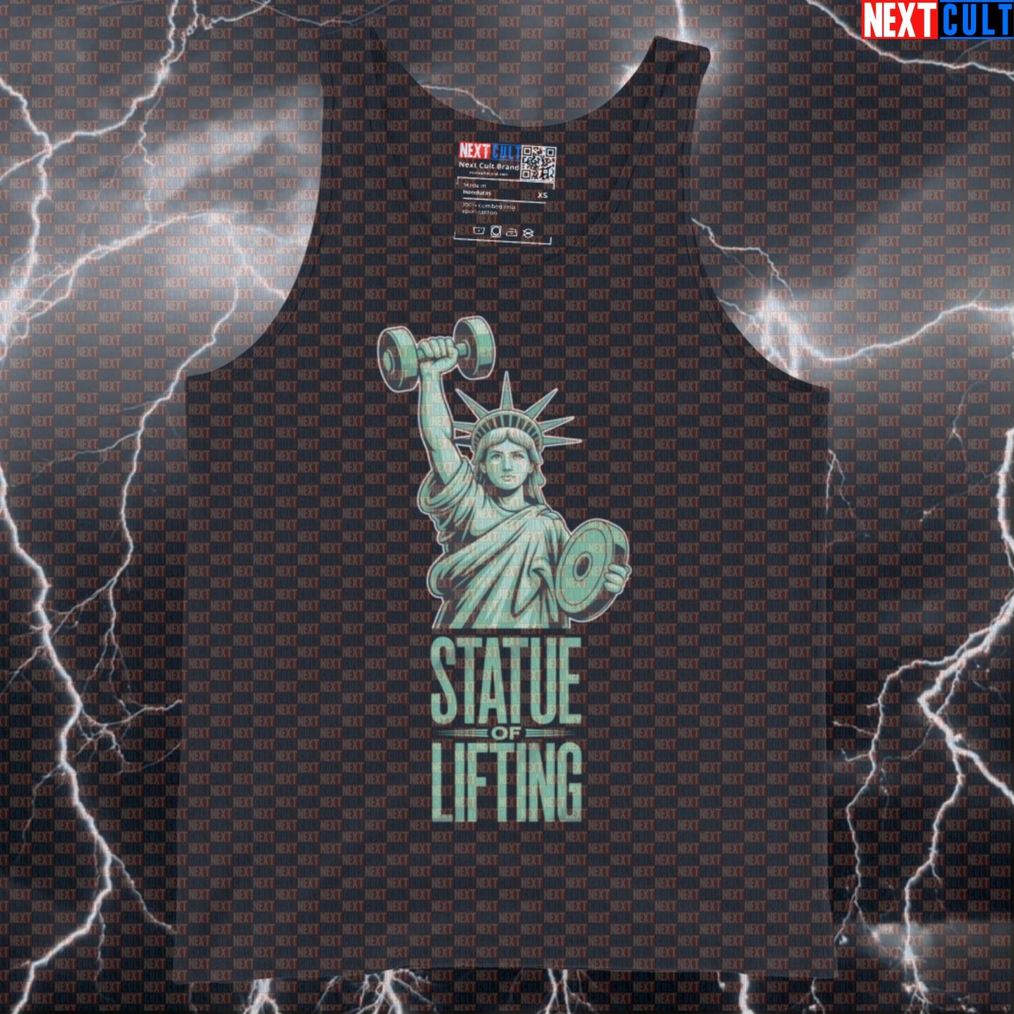 Funny Patriotic Gym Tank Top - Statue of Lifting 4th of July Vest Muscle Shirt 4th of July Bodybuilding Fitness Gym Statue of Liberty Workout Next Cult Brand