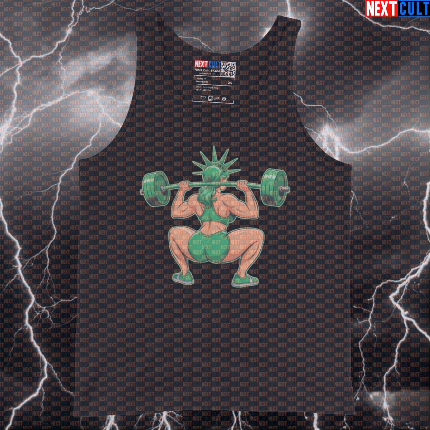 Patriotic Statue of Liberty Funny Gym Tank Top - 4th of July Workout Vest for Squat & Booty Days 4th of July Bodybuilding Fitness Gym Leg Day Powerlifting Statue of Liberty Workout Next Cult Brand