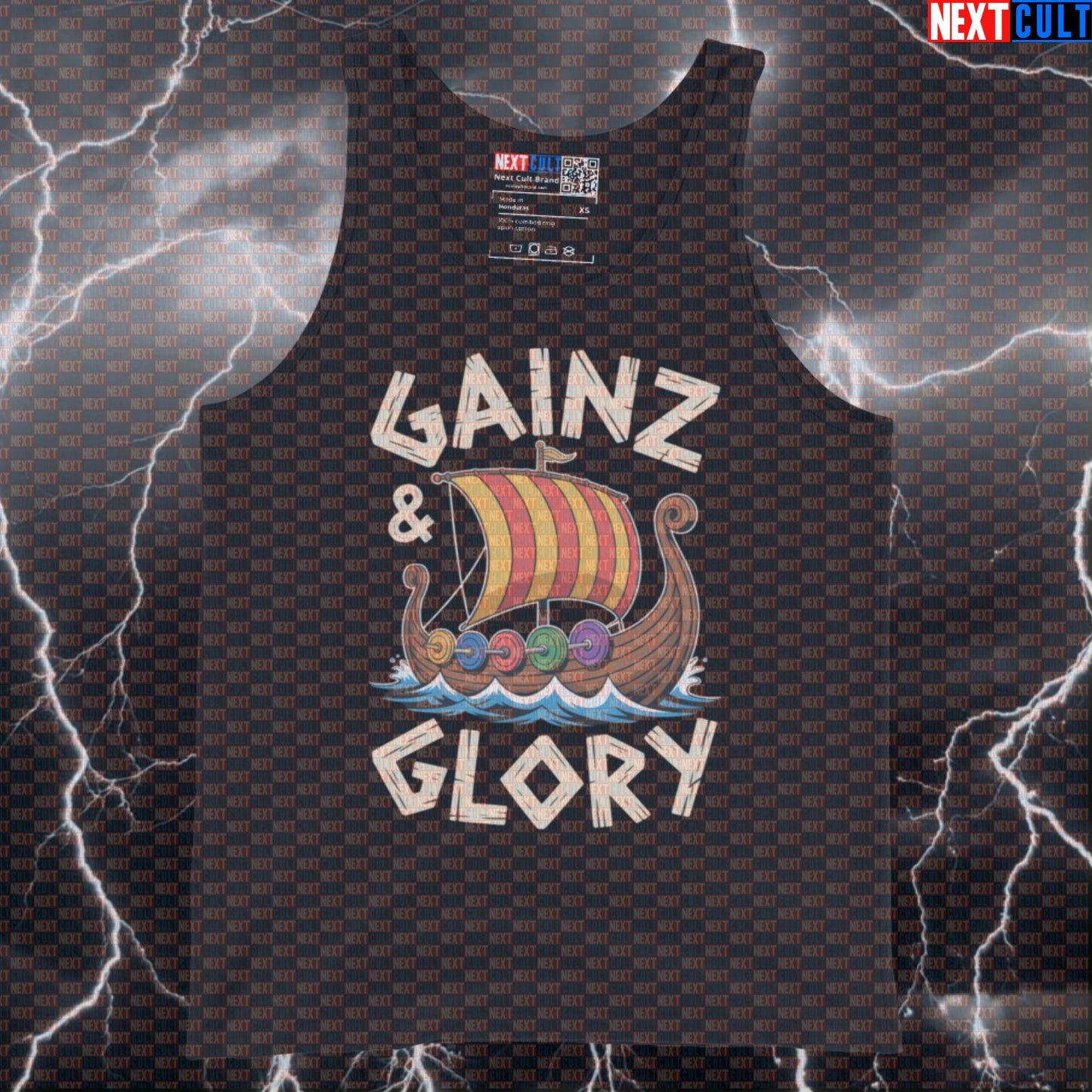 Gainz & Glory Viking Funny Gym Tank Top - Norse Workout Vest Muscle Shirt For Warriors Bodybuilding Fitness Gym Vikings Workout Next Cult Brand