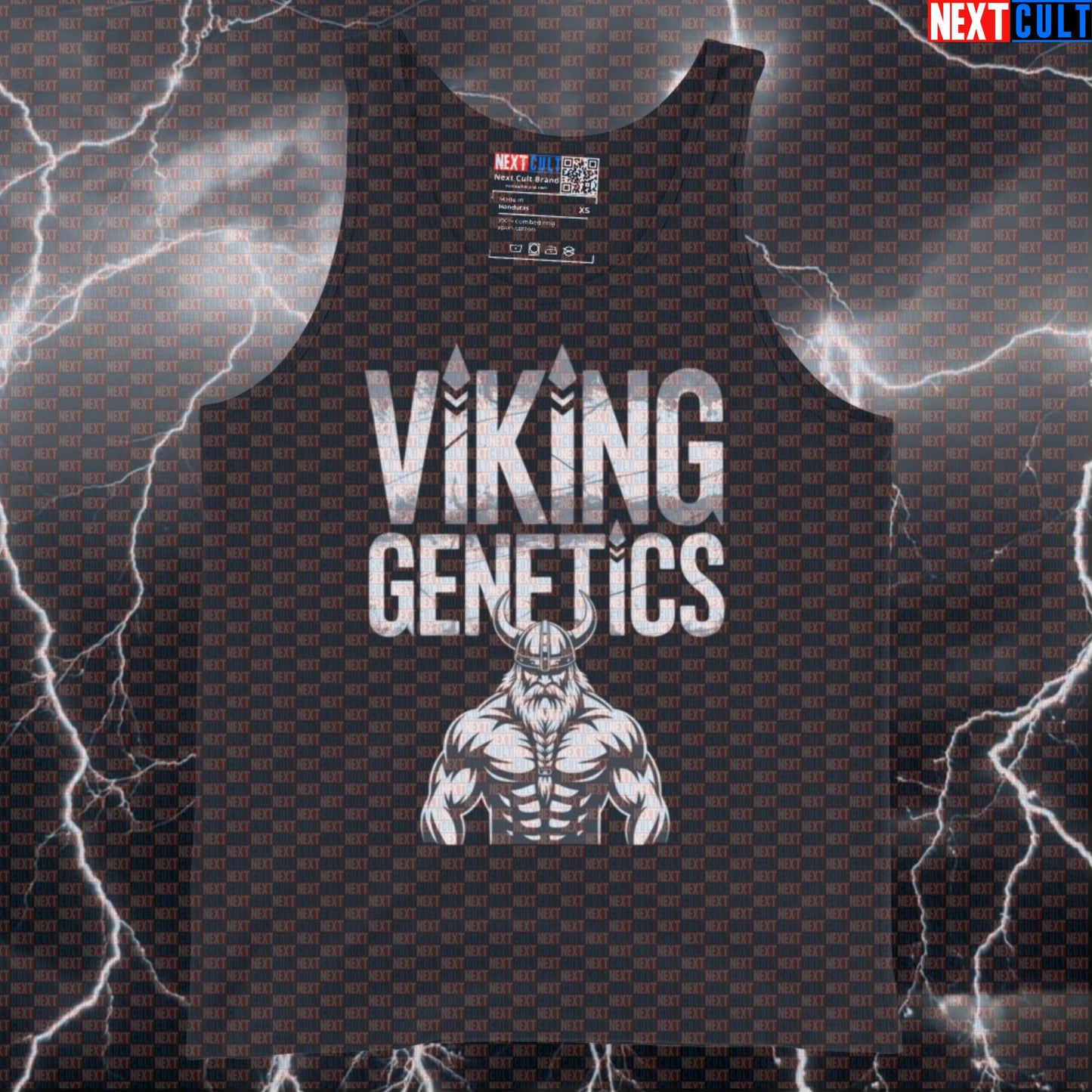 Viking Genetics Funny Viking Gym Tank Top - Norse Fitness Meme Vest Muscle Shirt for Gymbros Bodybuilding Fitness Gym Vikings Workout Next Cult Brand