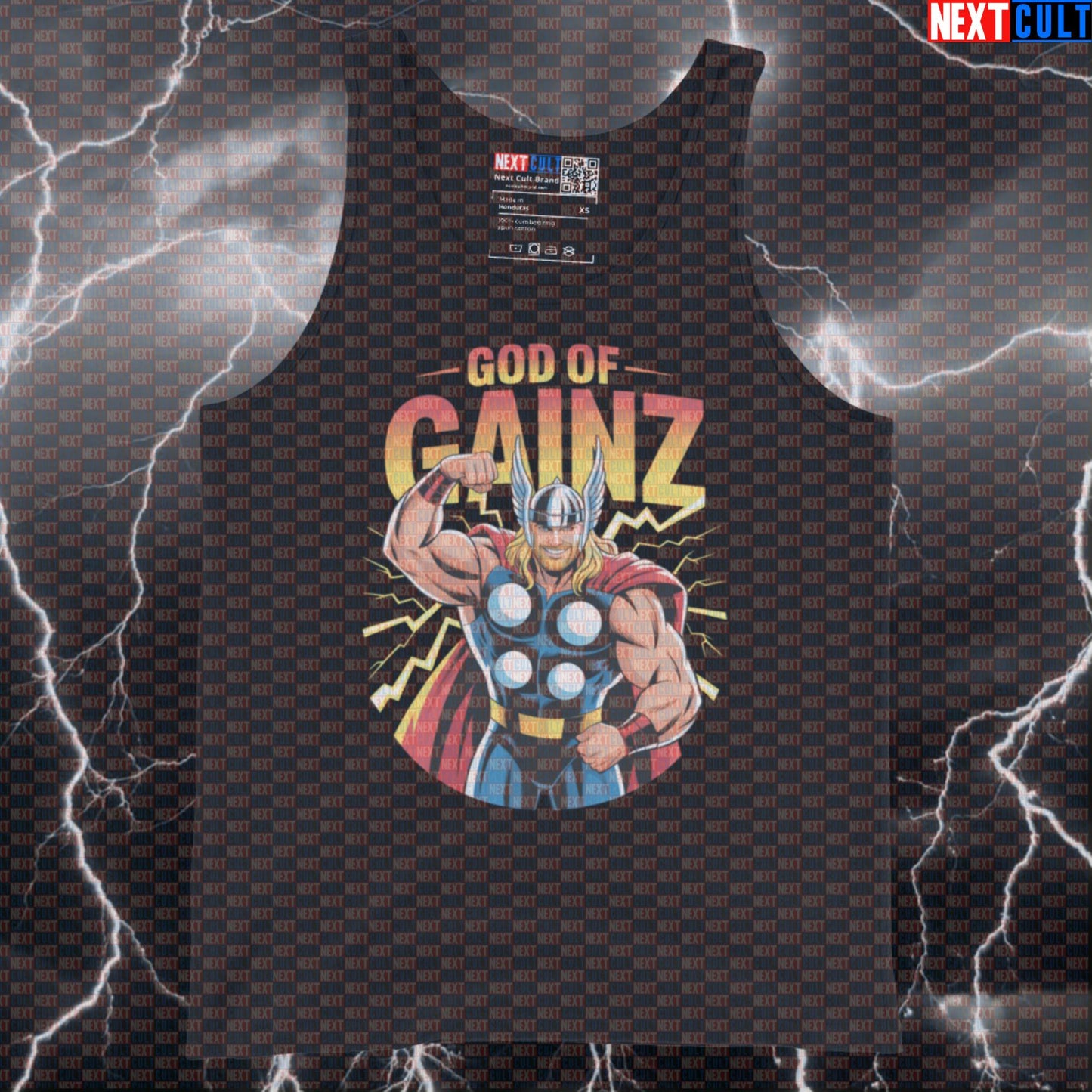 God of Gainz Funny Gym Tank Top - Viking Thor Workout Vest Muscle Shirt For Lifters Avengers Bodybuilding Films Fitness Gym Superheroes Thor Vikings Workout Next Cult Brand
