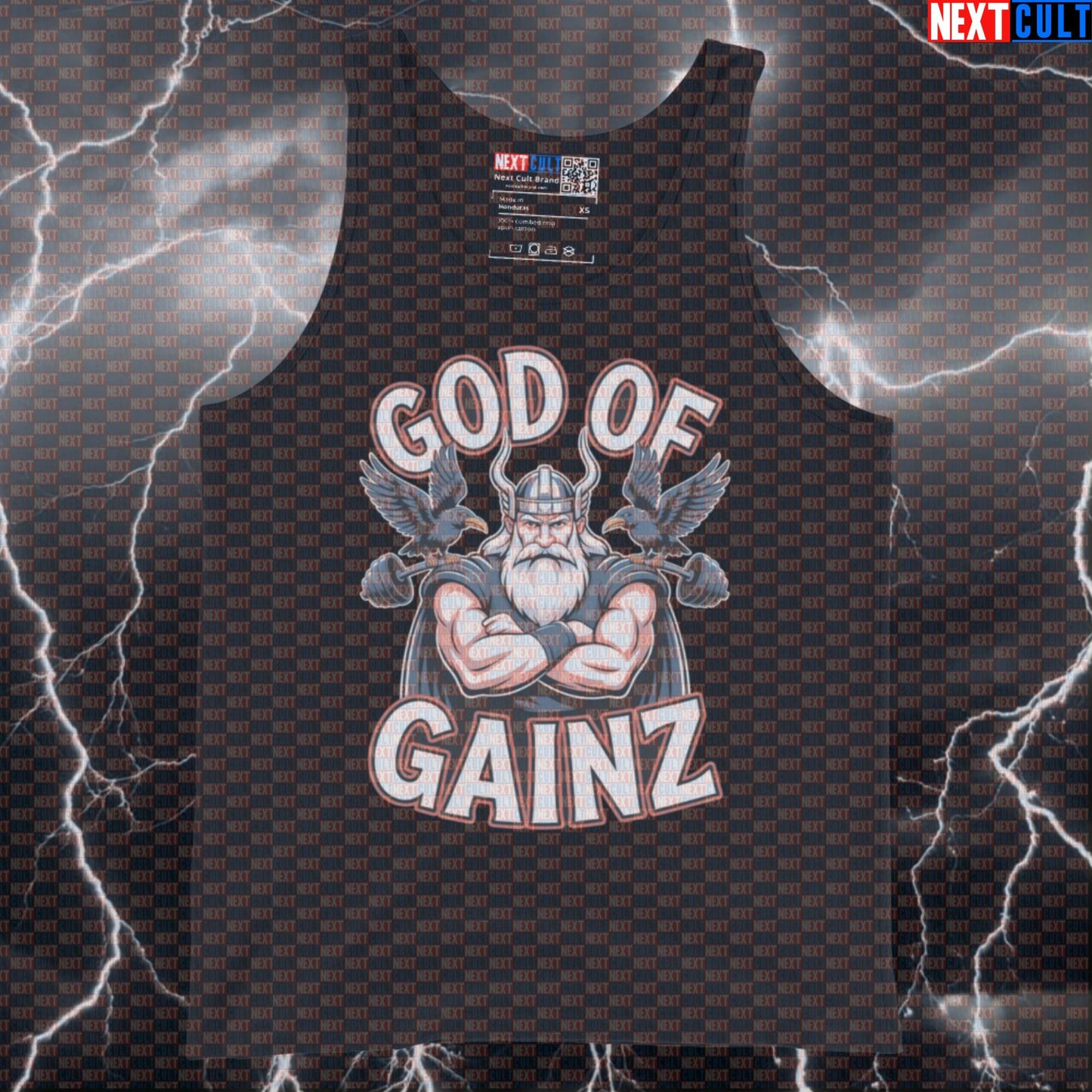 God of Gainz Funny Gym Tank Top - Viking Norse Workout Vest Muscle Shirt for Lifters Tank Tops Bodybuilding Fitness Gym Vikings Workout Next Cult Brand