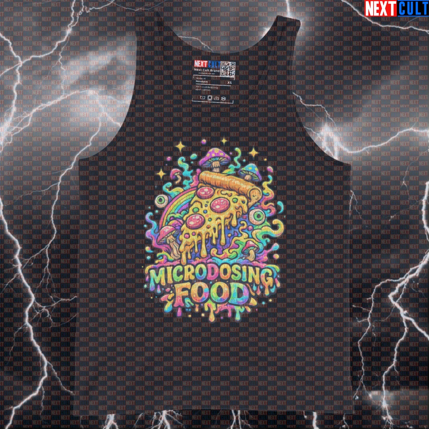 Microdosing Pizza Funny Gym Tank Top | Psychedelic Fitness Vest & Muscle Shirt Tank Tops Fast Food Fitness Gym Pizza Workout Next Cult Brand