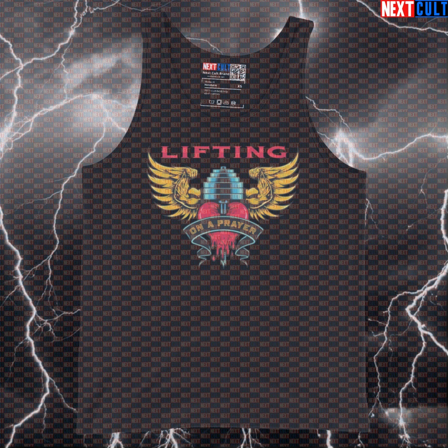Lifting on a Prayer Funny Gym Tank Top - Bon Jovi Gym Meme Vest Muscle Shirt For Lifters Tank Tops Next Cult Brand