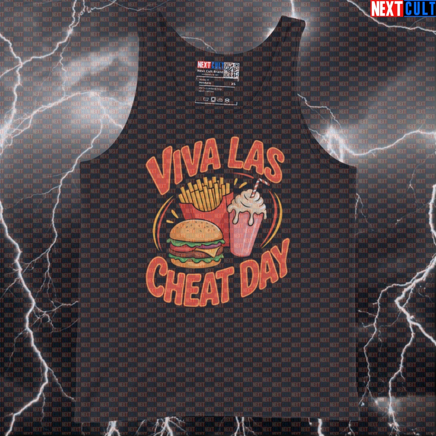Viva Las Cheat Day Funny Gym Tank Top - Elvis Fast Food Cheat Day Vest Muscle Shirt Tank Tops Bodybuilding Bulking Elvis Presley Fast Food Fitness Gym Rock Music Workout Next Cult Brand