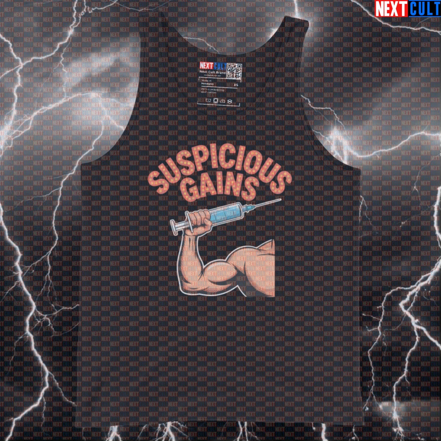 Suspicious Gains Funny Gym Tank Top - Not Natty Elvis Vest Muscle Shirt For Lifters Tank Tops Bodybuilding Elvis Presley Fitness Gym Rock Music Steroids Workout Next Cult Brand