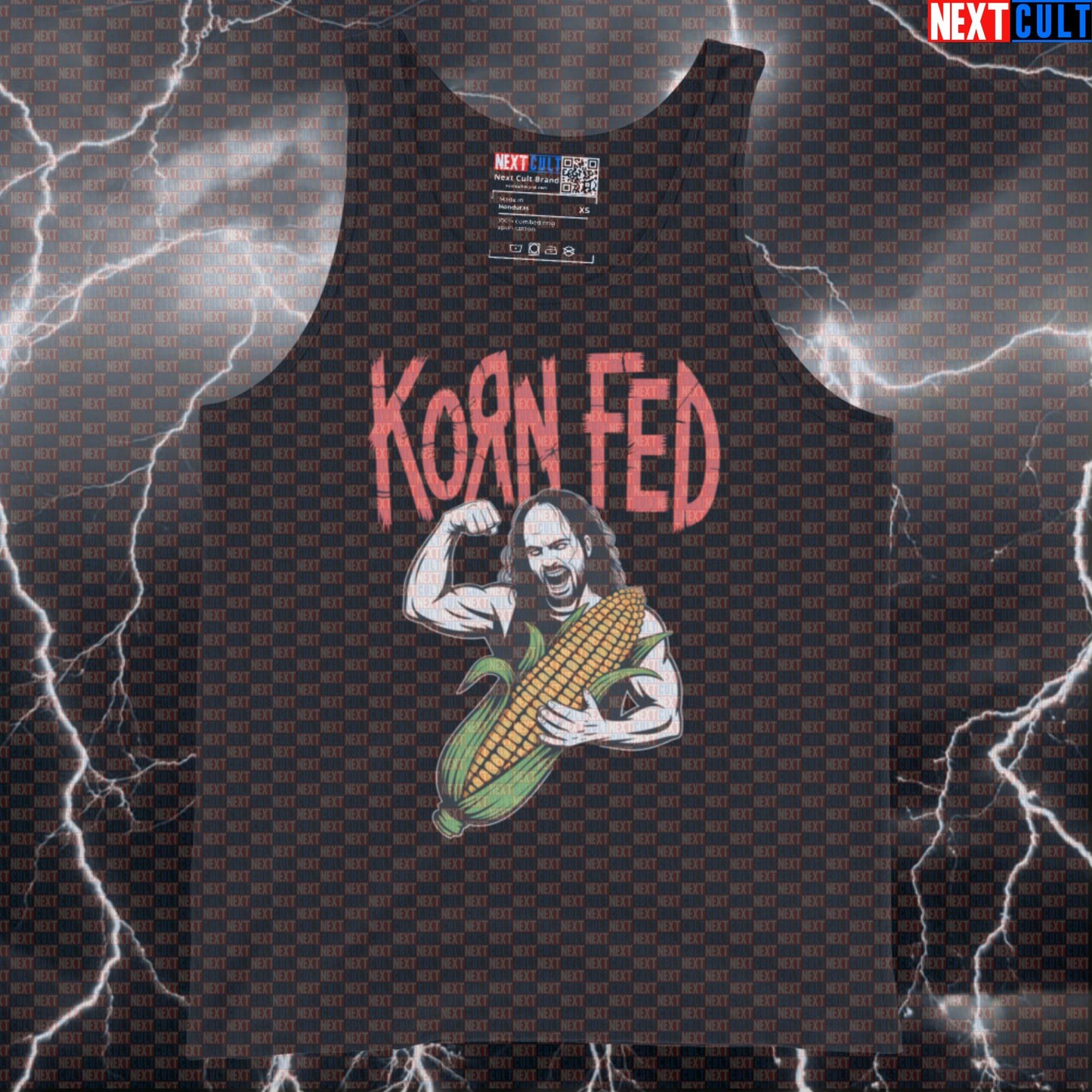 Korn-Fed Funny Gym Tank Top - Metalhead Workout Vest Muscle Shirt For Lifters Tank Tops Bodybuilding Fast Food Fitness Gym Korn Workout Next Cult Brand