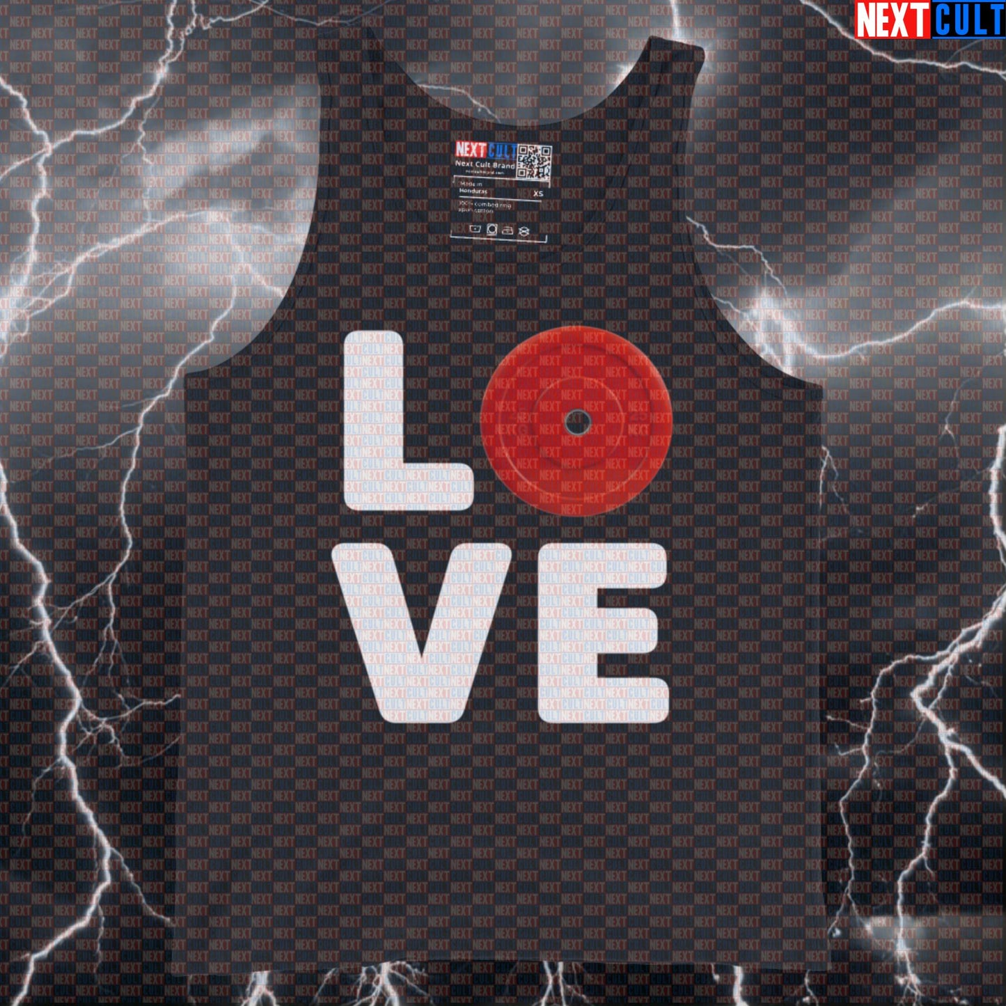 I Love Weights Valentine's Gym Tank Top - Red Bumper Plate Heart Funny Workout Muscle Shirt Tank Tops Bodybuilding Fitness Gym Powerlifting Valentine's Day Workout Next Cult Brand