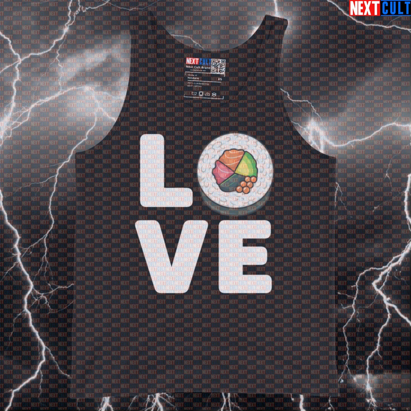 I LOVE SUSHI Gym Tank Top | Funny Foodie Workout Muscle Shirt Tank Tops Bodybuilding Bulking Fast Food Fitness Gym Valentine's Day Workout Next Cult Brand