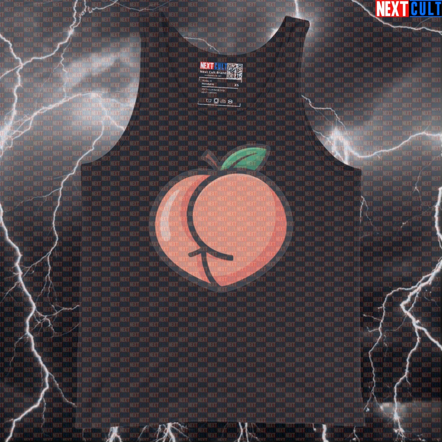 I Love Booty Peach Funny Gym Tank Top - Valentine's Leg Day Meme Vest Muscle Shirt Tank Tops Bodybuilding Fast Food Fitness Gym Leg Day Powerlifting Valentine's Day Workout Next Cult Brand