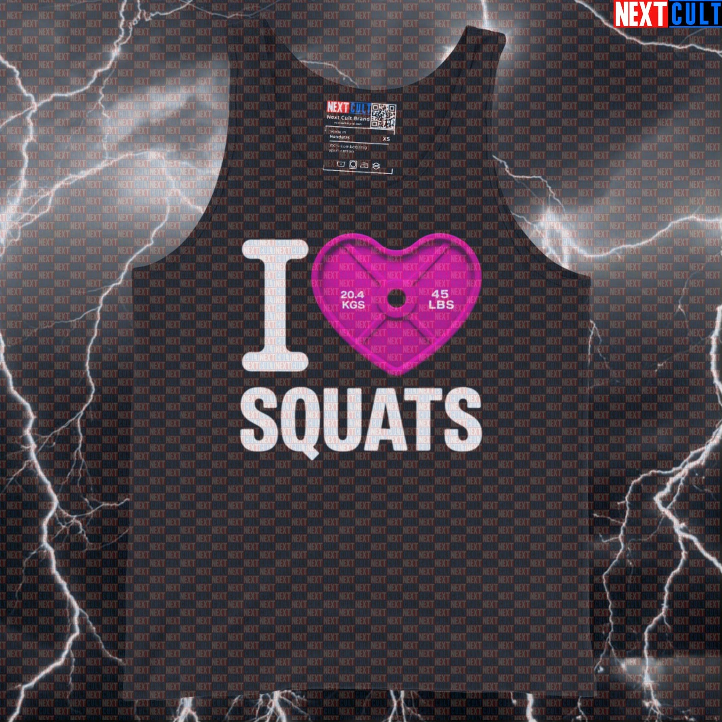 I Love Squats Funny Gym Tank Top | Valentine's Leg Day Muscle Shirt Vest Tank Tops Bodybuilding Fitness Gym Leg Day Powerlifting Valentine's Day Workout Next Cult Brand