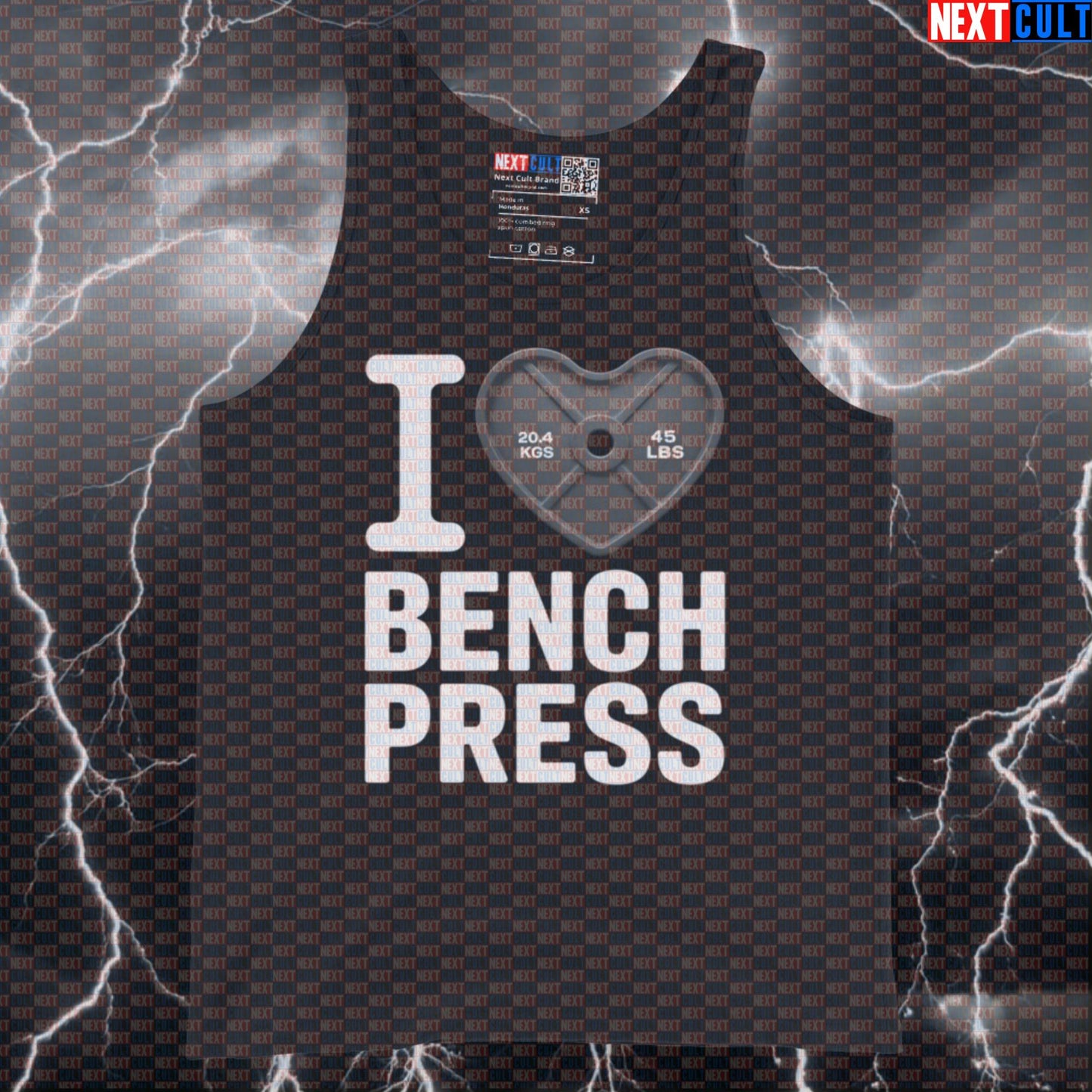 I Love Bench Press Muscle Tank Top | Heart Plate Gym Vest for Chest Training & Bench Day Tank Tops Bodybuilding Fitness Gym Powerlifting Valentine's Day Workout Next Cult Brand
