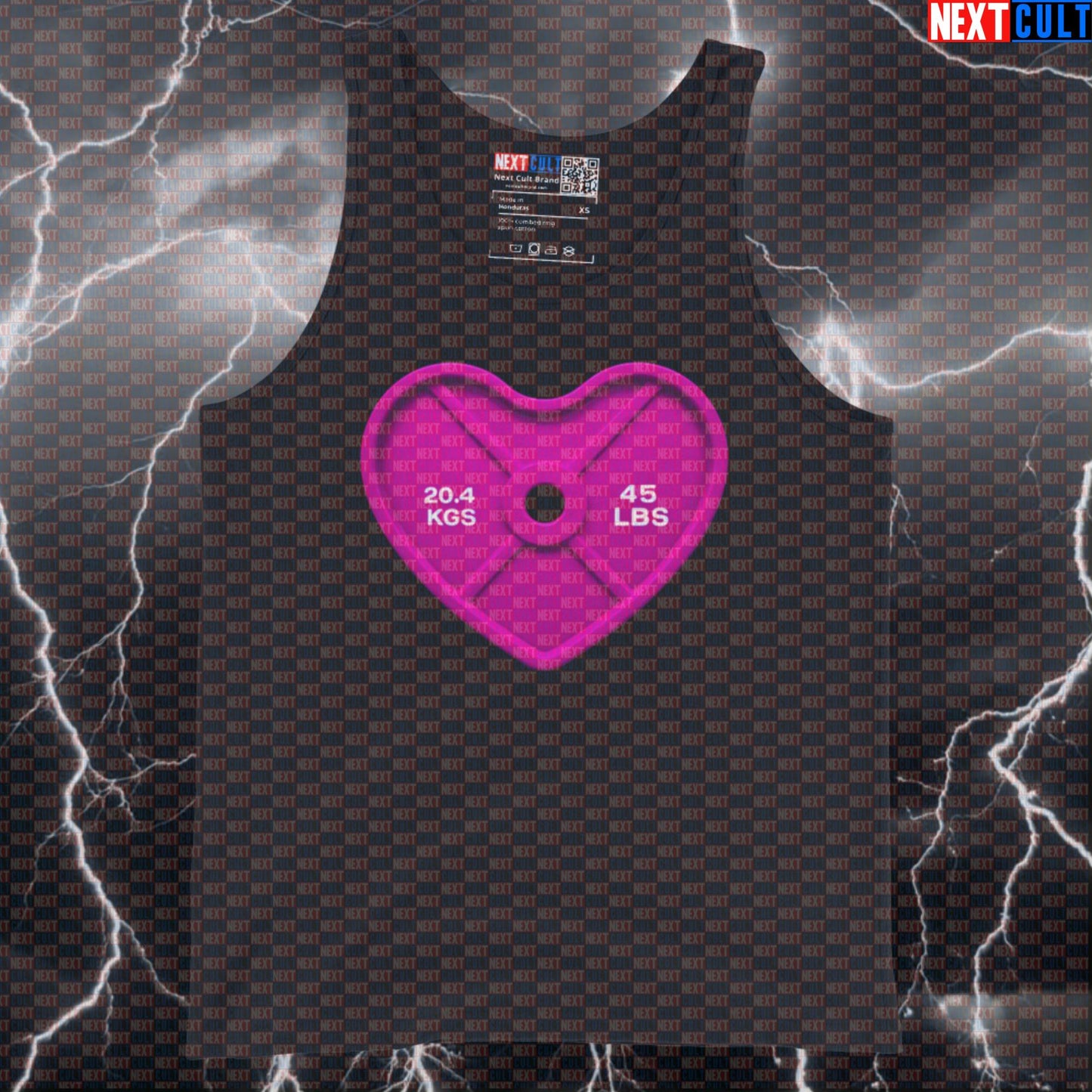 I Love Gym Pink Heart Weight Plate Funny Gym Tank Top | Valentine's Workout Muscle Shirt for Lifters Tank Tops Bodybuilding Fitness Gym Powerlifting Valentine's Day Workout Next Cult Brand