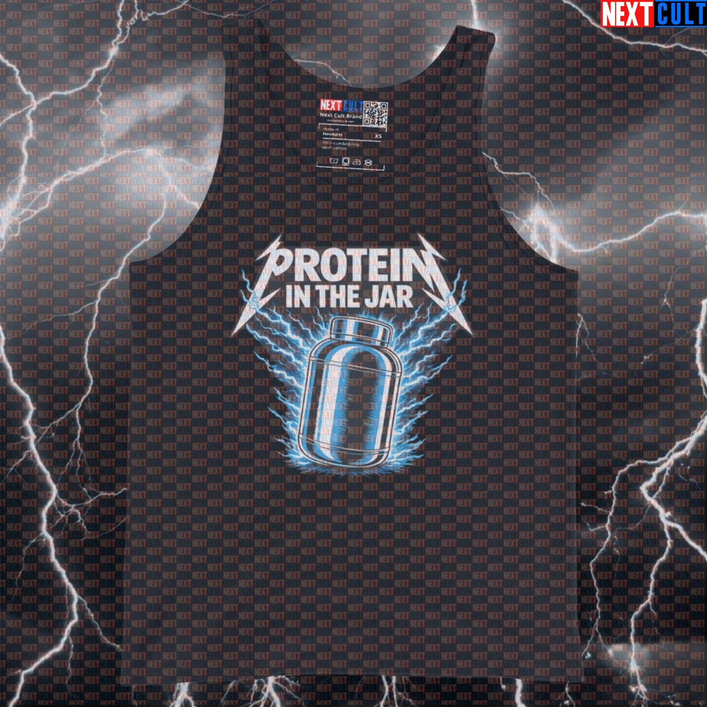 Protein In The Jar Funny Gym Tank Top Muscle Shirt Athletic Undershirt for Lifters Metallica Protein Shake Workout Fans Tank Tops Bodybuilding Fitness Gym Metallica Rock Music Workout Next Cult Brand