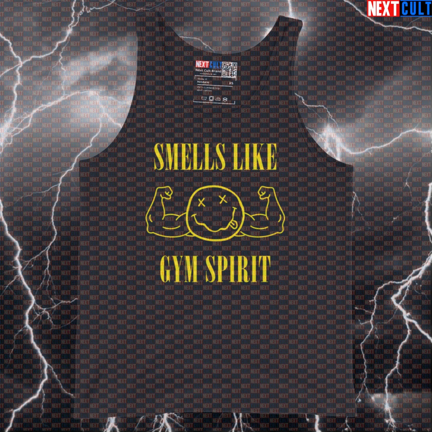Smells Like Gym Spirit Funny Gym Tank Top Muscle Shirt Athletic Vest for Lifters Grunge Rock Fans Tank Tops Bodybuilding Fitness Gym Nirvana Powerlifting Rock Music Workout Next Cult Brand