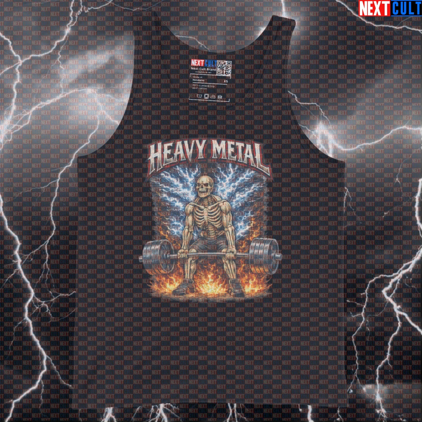 Heavy Metal Deadlifts Funny Gym Tank Top Skeleton Barbell Muscle Shirt for Brutal Leg Day Tank Tops Bodybuilding Fitness Gym Leg Day Powerlifting Rock Music Workout Next Cult Brand