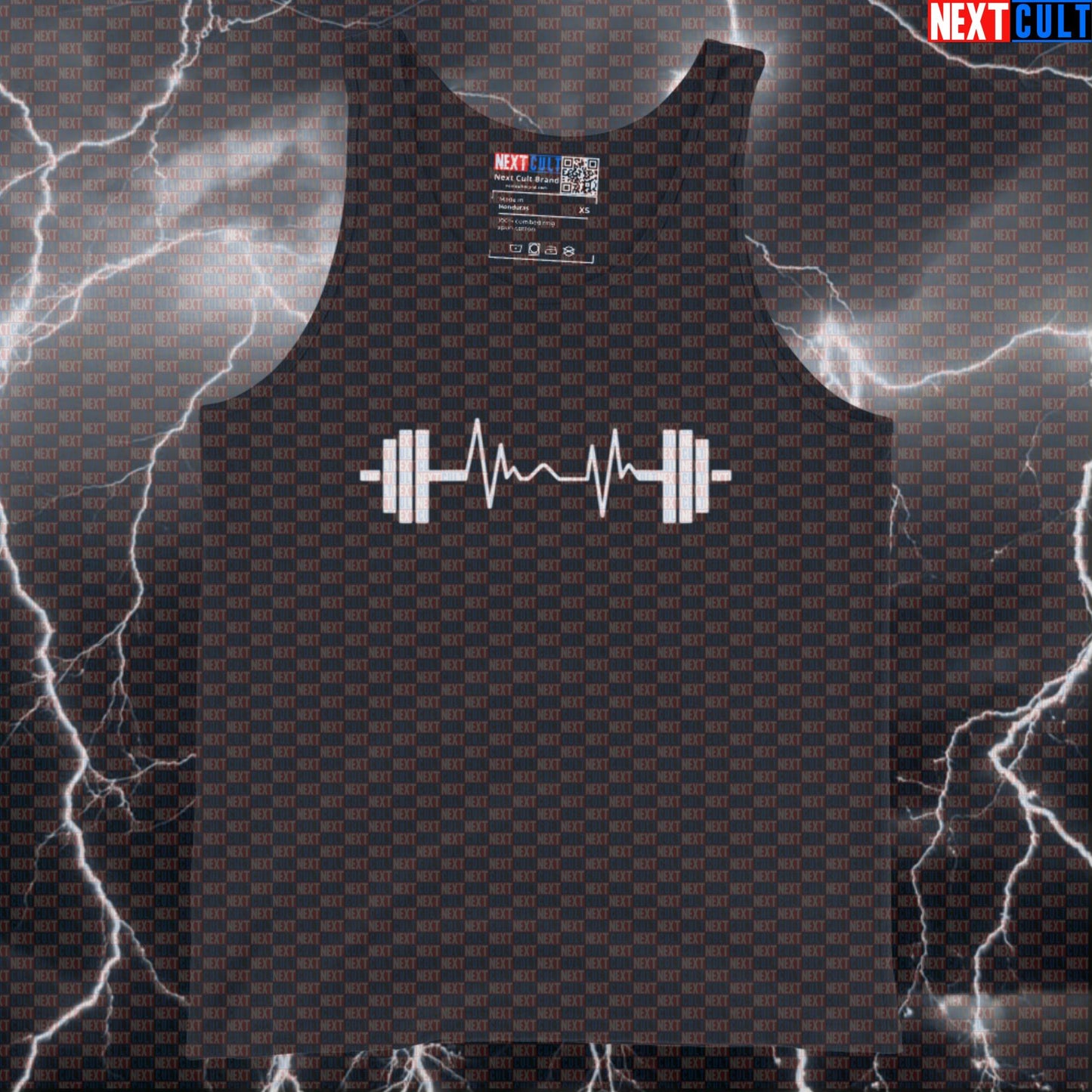 Barbell Heartbeat Funny Gym Tank Top Muscle Shirt Athletic Vest for Powerlifting Lifters Tank Tops Bodybuilding Fitness Gym Powerlifting Workout Next Cult Brand