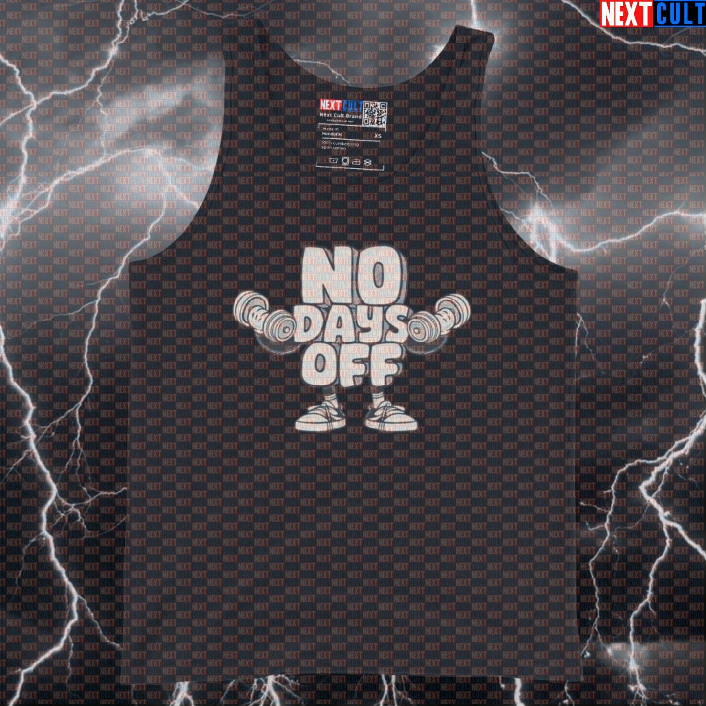 No Days Off Funny Gym Tank Top for Lifting, Bodybuilding, and Everyday Fitness Bodybuilding Fitness Gym Powerlifting Workout Next Cult Brand