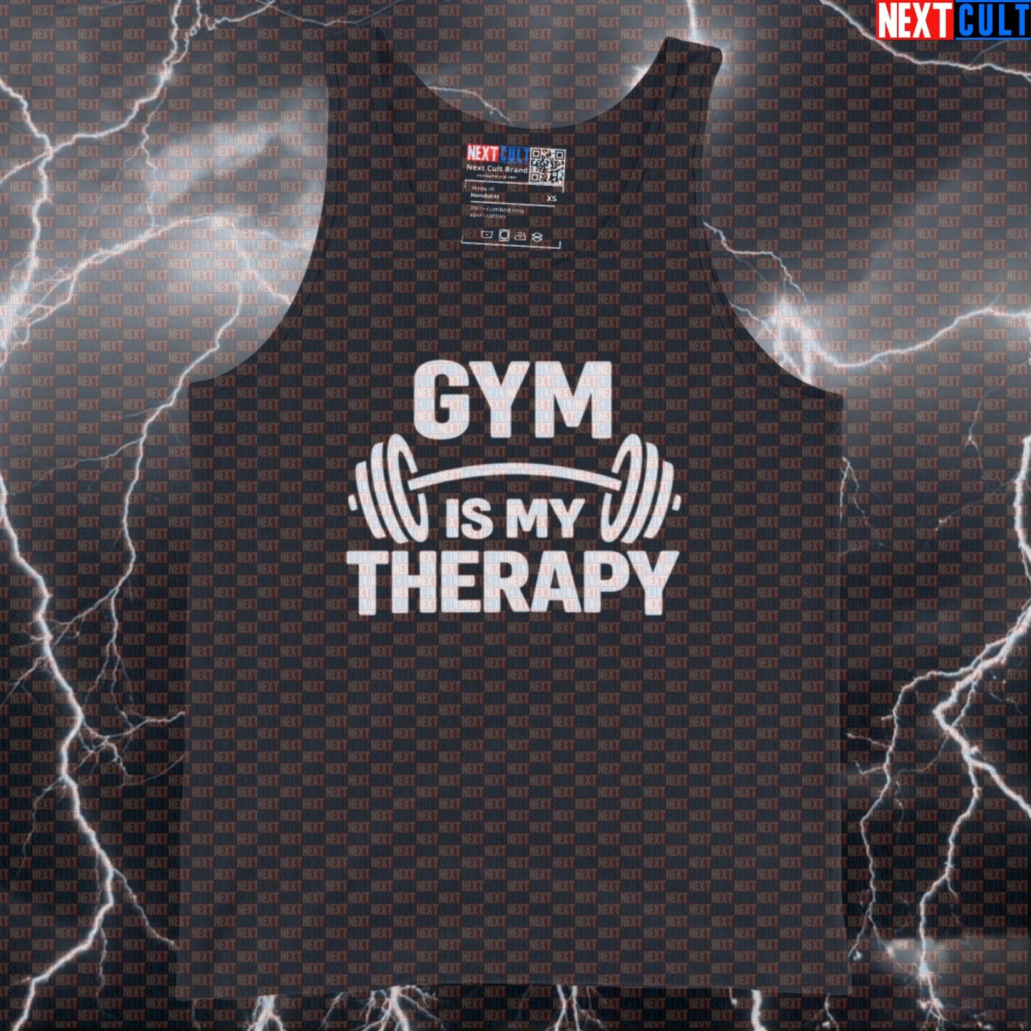 Gym Is My Therapy Funny Gym Tank Top Muscle Shirt Athletic Vest for Lifters Workout Fans Bodybuilding Fitness Gym Powerlifting Workout Next Cult Brand