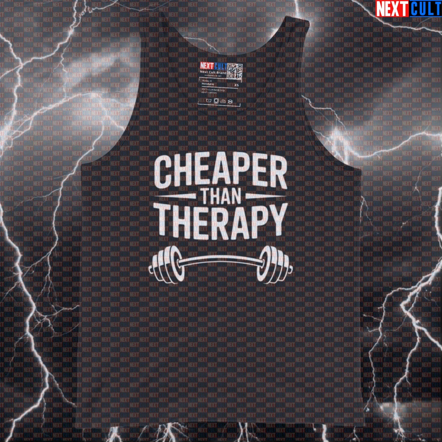 Gym Is Cheaper Than Therapy Funny Gym Tank Top Muscle Shirt Athletic Vest for Lifters Workout Therapy Humor Bodybuilding Fitness Gym Powerlifting Workout Next Cult Brand