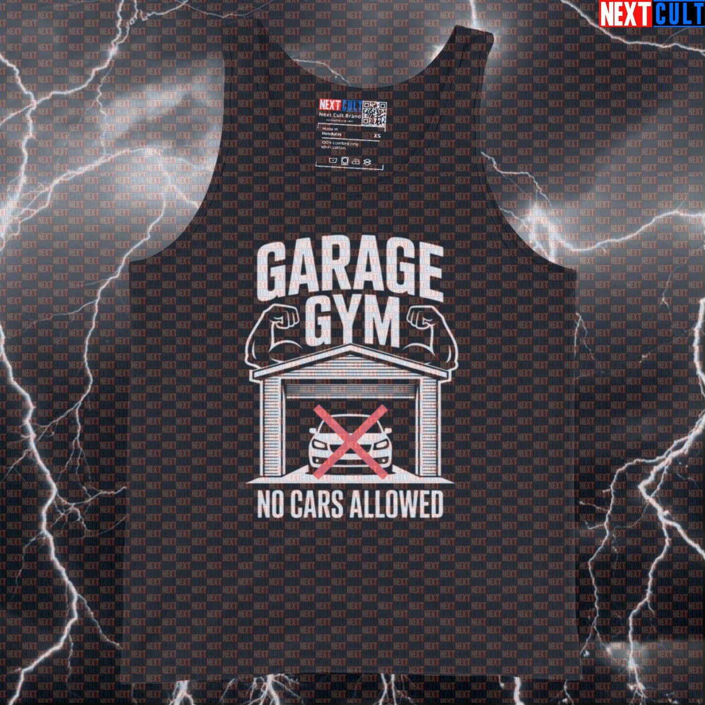 No Cars Allowed In My Garage Gym Funny Gym Tank Top Muscle Shirt Vest for Garage Gym Lifters and Home Gym Training Fitness Gym Home Gym Workout Next Cult Brand