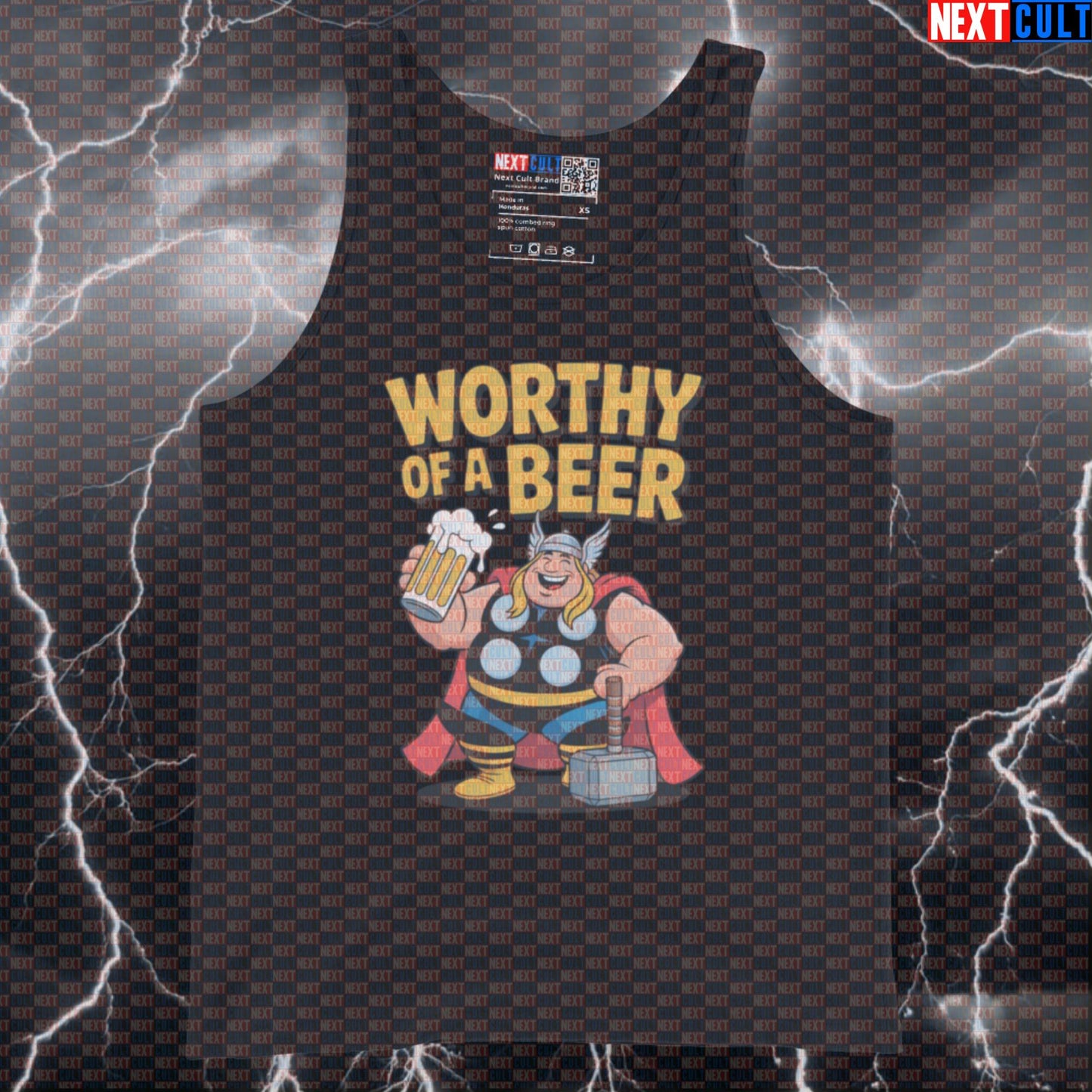 Worthy of a Beer Funny Gym Tank Top Thor Workout Muscle Shirt Vest for Lifters Beer Lovers Tank Tops Next Cult Brand