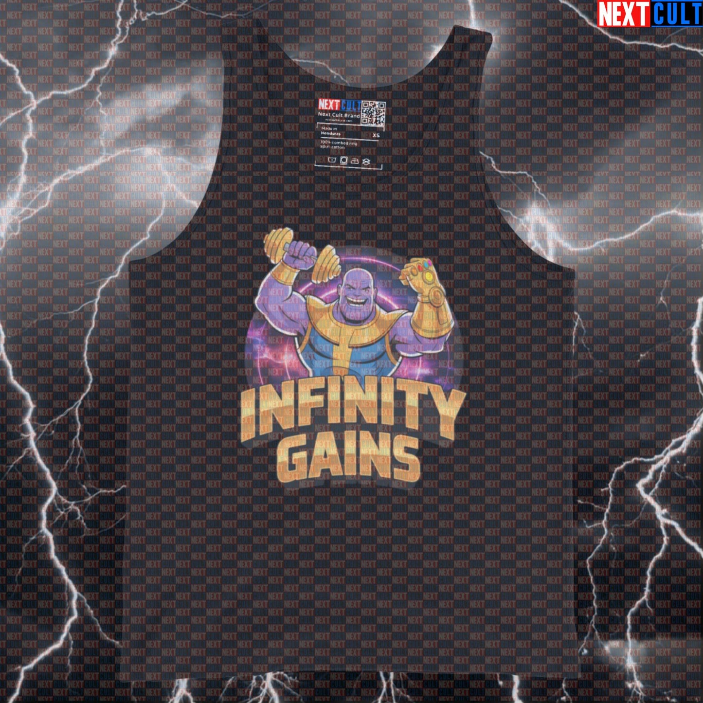 Infinity Gains Thanos Funny Gym Tank Top Muscle Shirt Athletic Vest Workout Tank Top for Lifters Gymbros Bodybuilding Films Fitness Gym Superheroes Thanos Workout Next Cult Brand