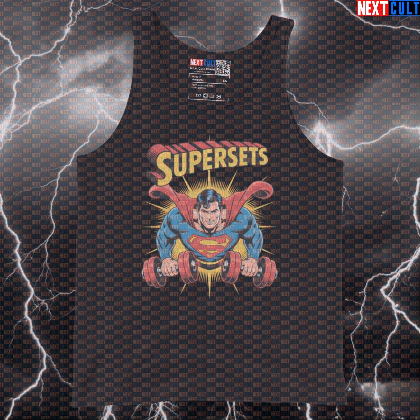 Supersets Funny Gym Tank Top Superman Inspired Muscle Shirt Athletic Vest for Lifters Gymbros Workout Fans Tank Tops Bodybuilding Films Fitness Gym Justice League Superheroes Superman Workout Next Cult Brand